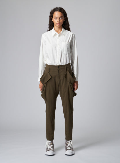 RAYON/LINEN POPLIN PANTS WITH LARGE DRAPEY POCKETS