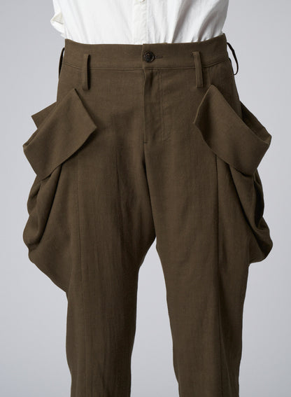 RAYON/LINEN POPLIN PANTS WITH LARGE DRAPEY POCKETS