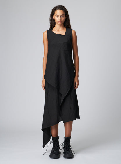 LINEN/CUPRO GABARDINE BUTTON-UP WRAP SKIRT