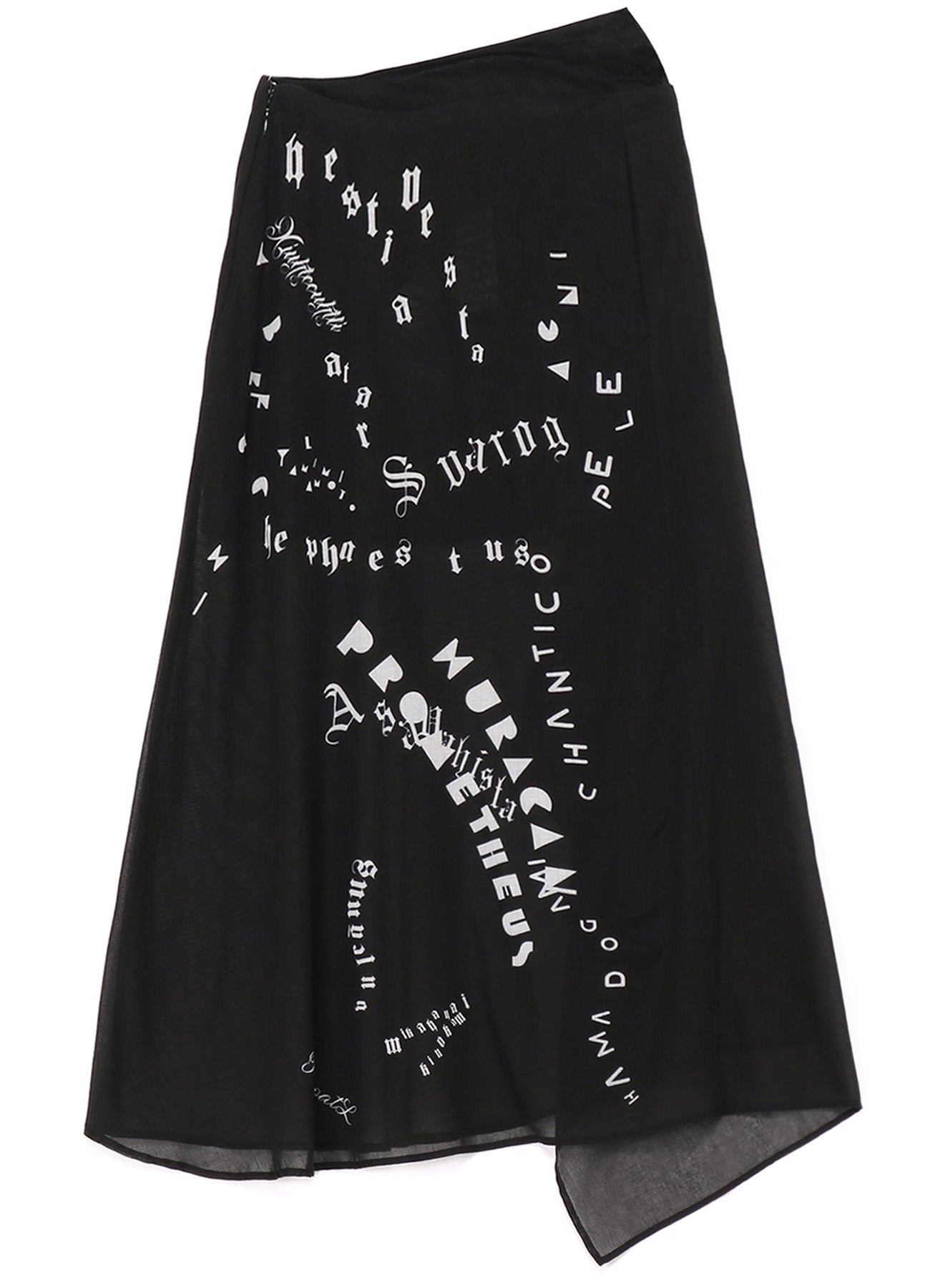 FIRE GODS PRINT ASYMMETRIC FLARED SKIRT