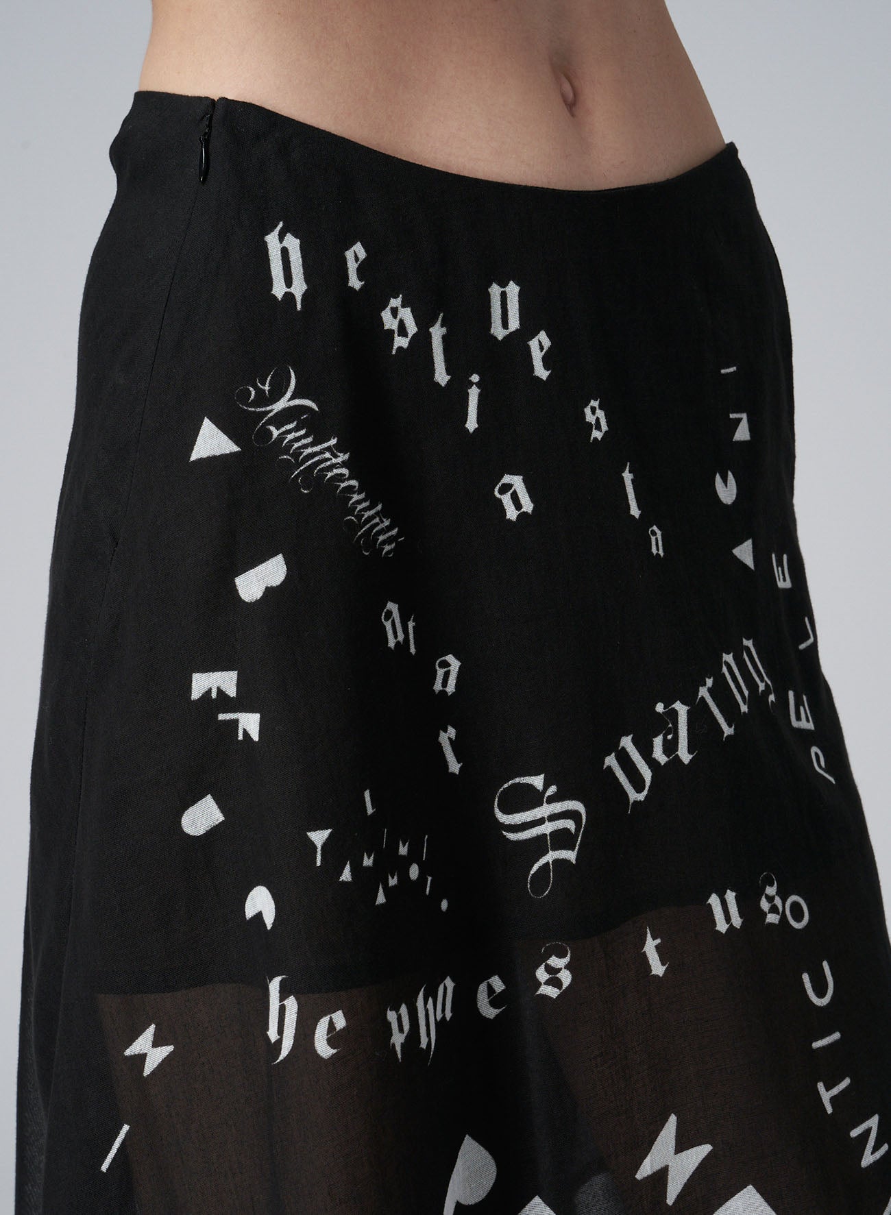 FIRE GODS PRINT ASYMMETRIC FLARED SKIRT