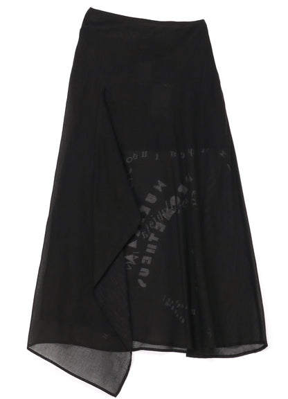 FIRE GODS PRINT ASYMMETRIC FLARED SKIRT