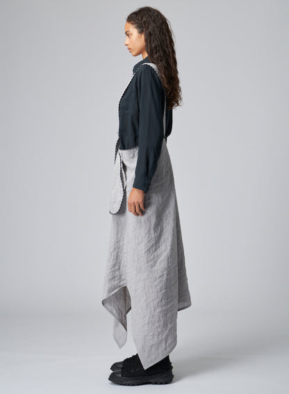 BREATHABLE LINEN/RAYON ASYMMETRIC SKIRT WITH SHOULDER STRAP