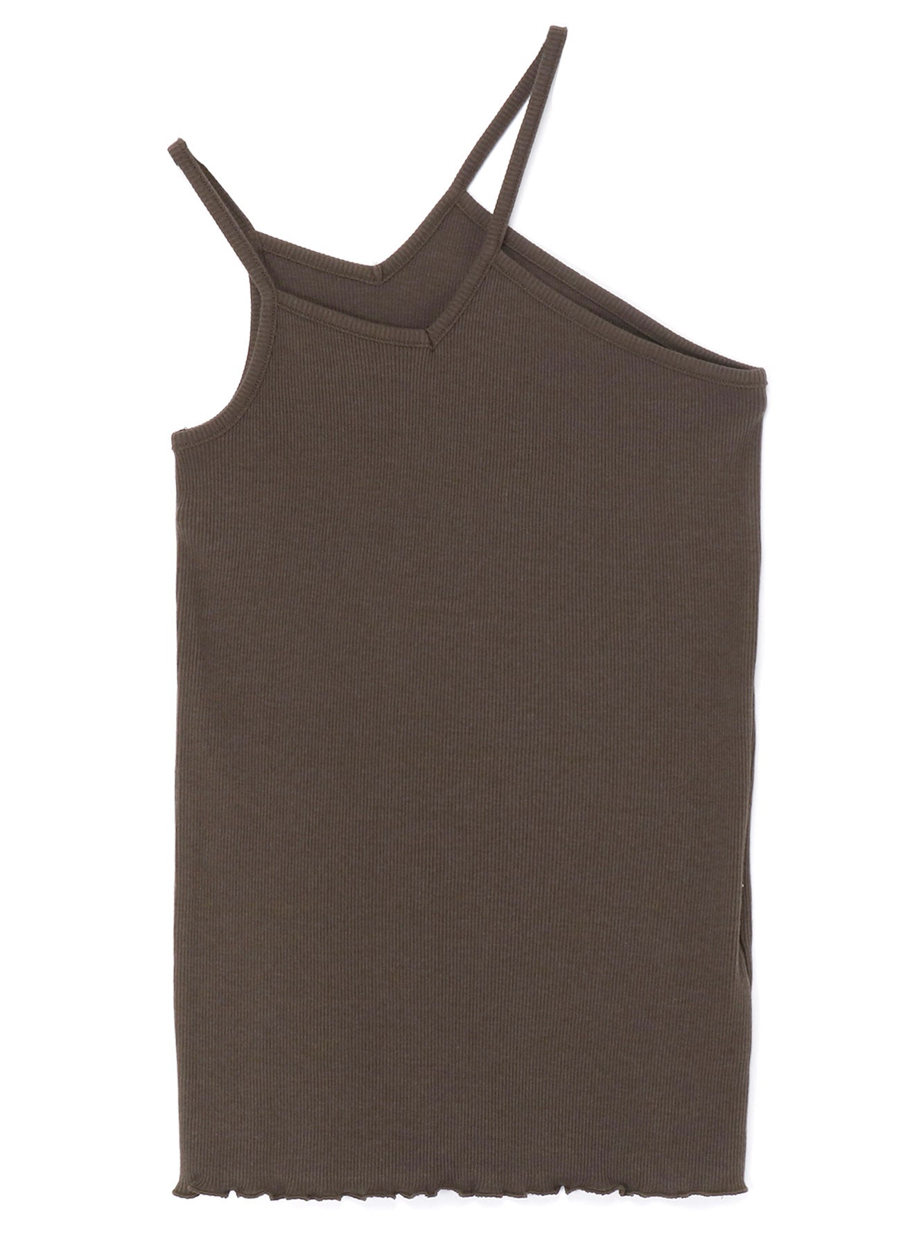 COTTON/RAYON RIB STITCH ASYMMETRIC TANK TOP