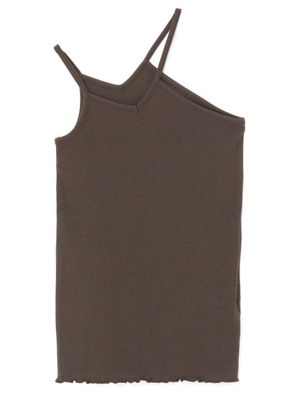 COTTON/RAYON RIB STITCH ASYMMETRIC TANK TOP