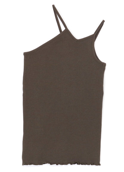 COTTON/RAYON RIB STITCH ASYMMETRIC TANK TOP