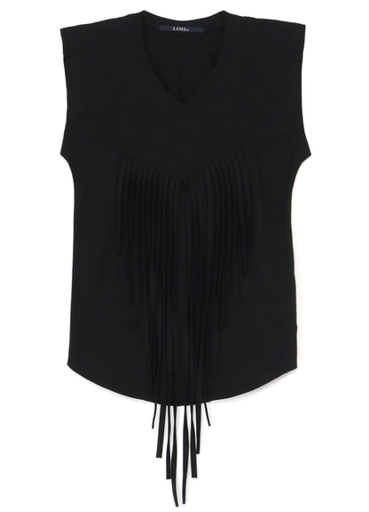 40/2 COTTON PLAIN STITCH VEST WITH FRINGE