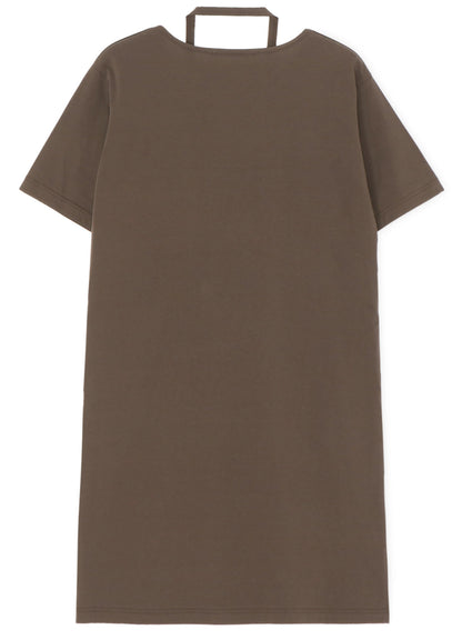 72/2 SINGLE COTTON JERSEY DRESS WITH DECONSTRUCTED NECKLINE