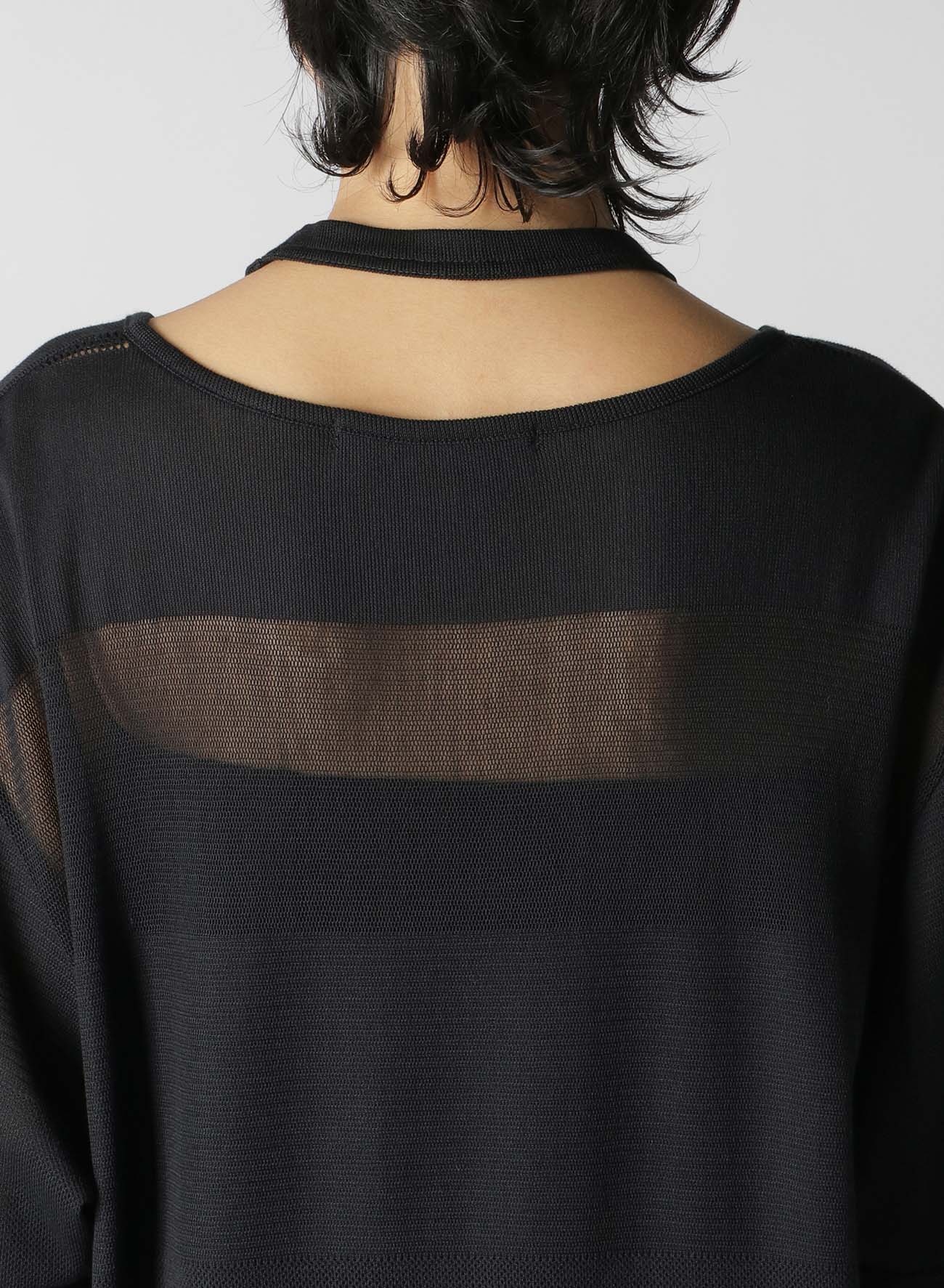 MESH STRIPE DESIGN NECK OP