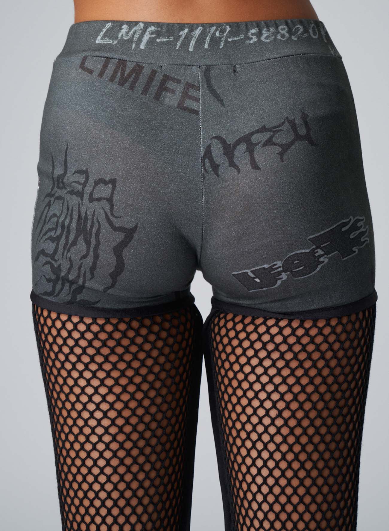 LIMI LOGO PRINT SHORTS/MESH LEGGINGS