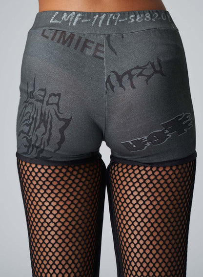 LIMI LOGO PRINT SHORTS/MESH LEGGINGS