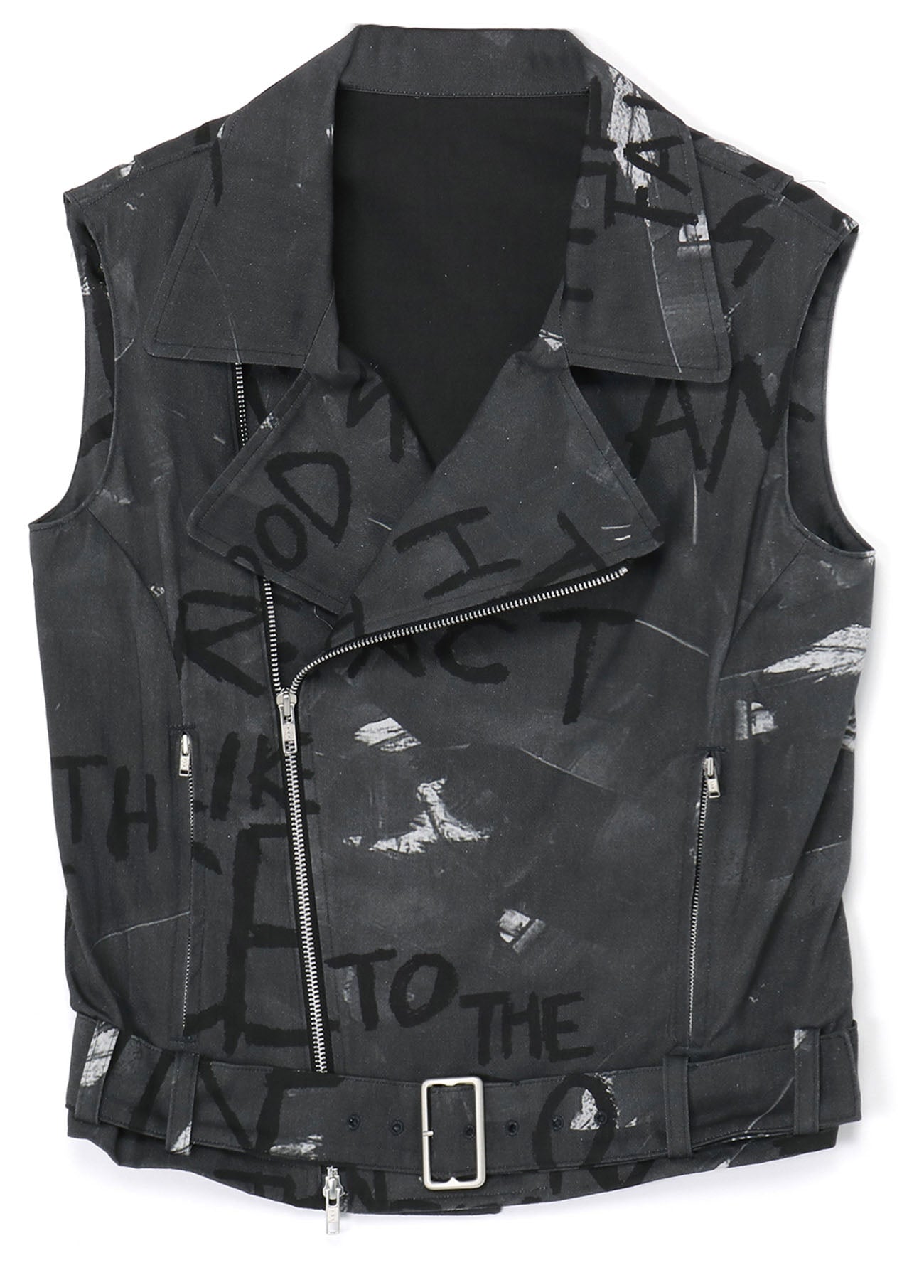 ICE & FIRE PRINT SLEEVELESS BIKER JACKET