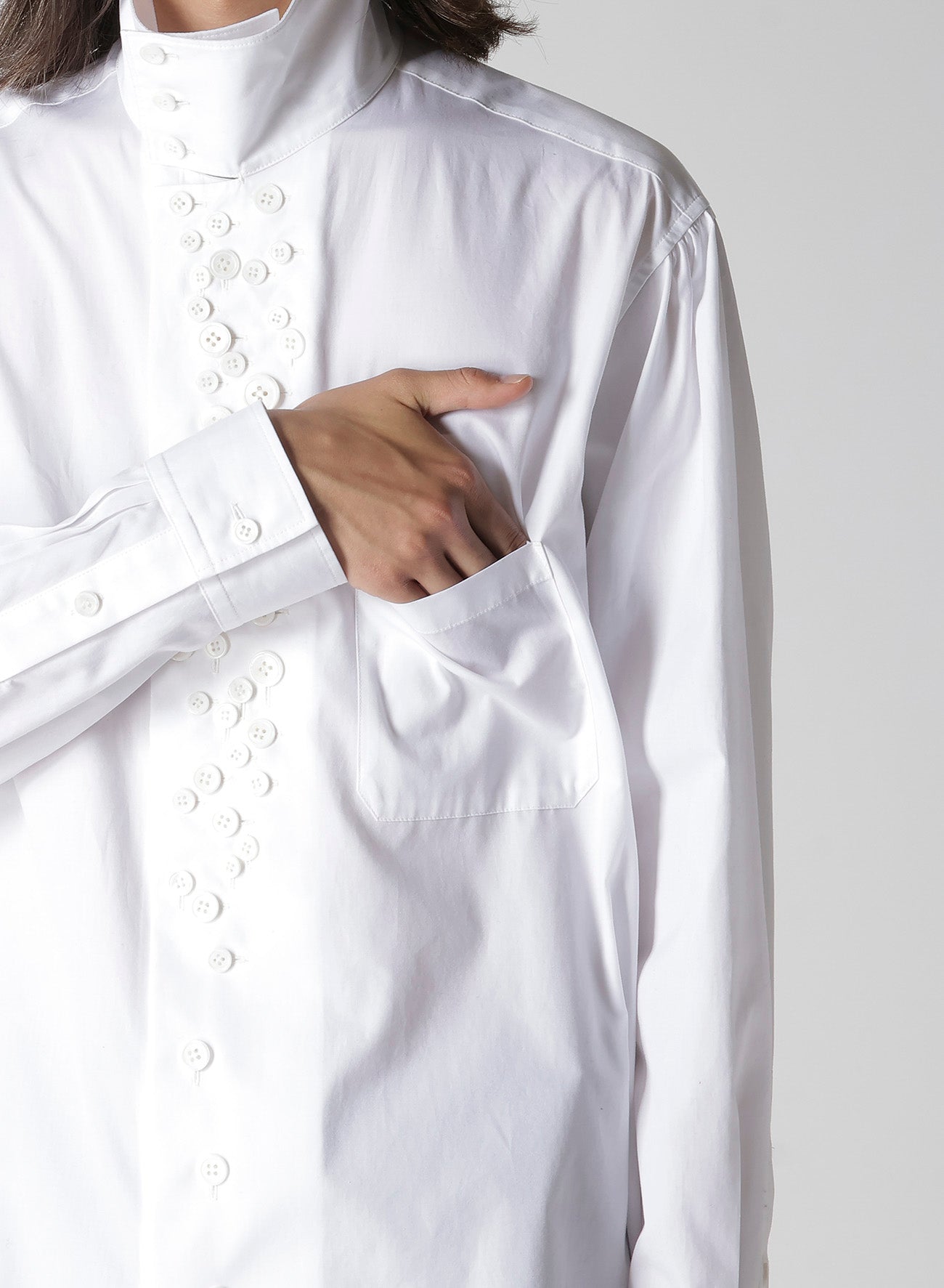 Y's YOHJI YAMAMOTO 長袖シャツ ホワイト サイズ2 100/2 BROAD LONG SLEEVE SHIRT WITH MANY BUTTONS – THE SHOP YOHJI