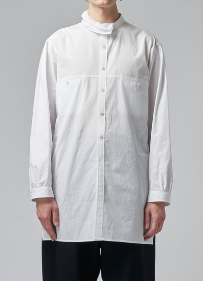 COTTON BROADCLOTH HALF DOUBLE COLLAR SHIRT