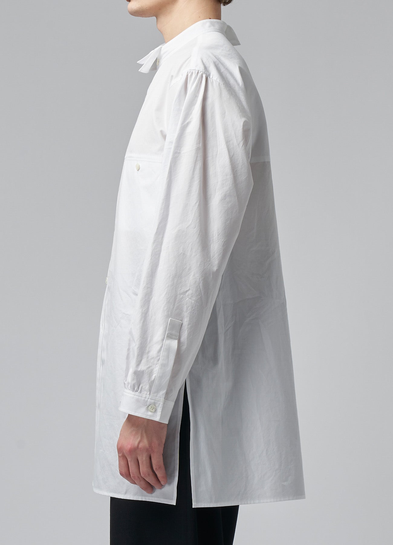 COTTON BROADCLOTH HALF DOUBLE COLLAR SHIRT