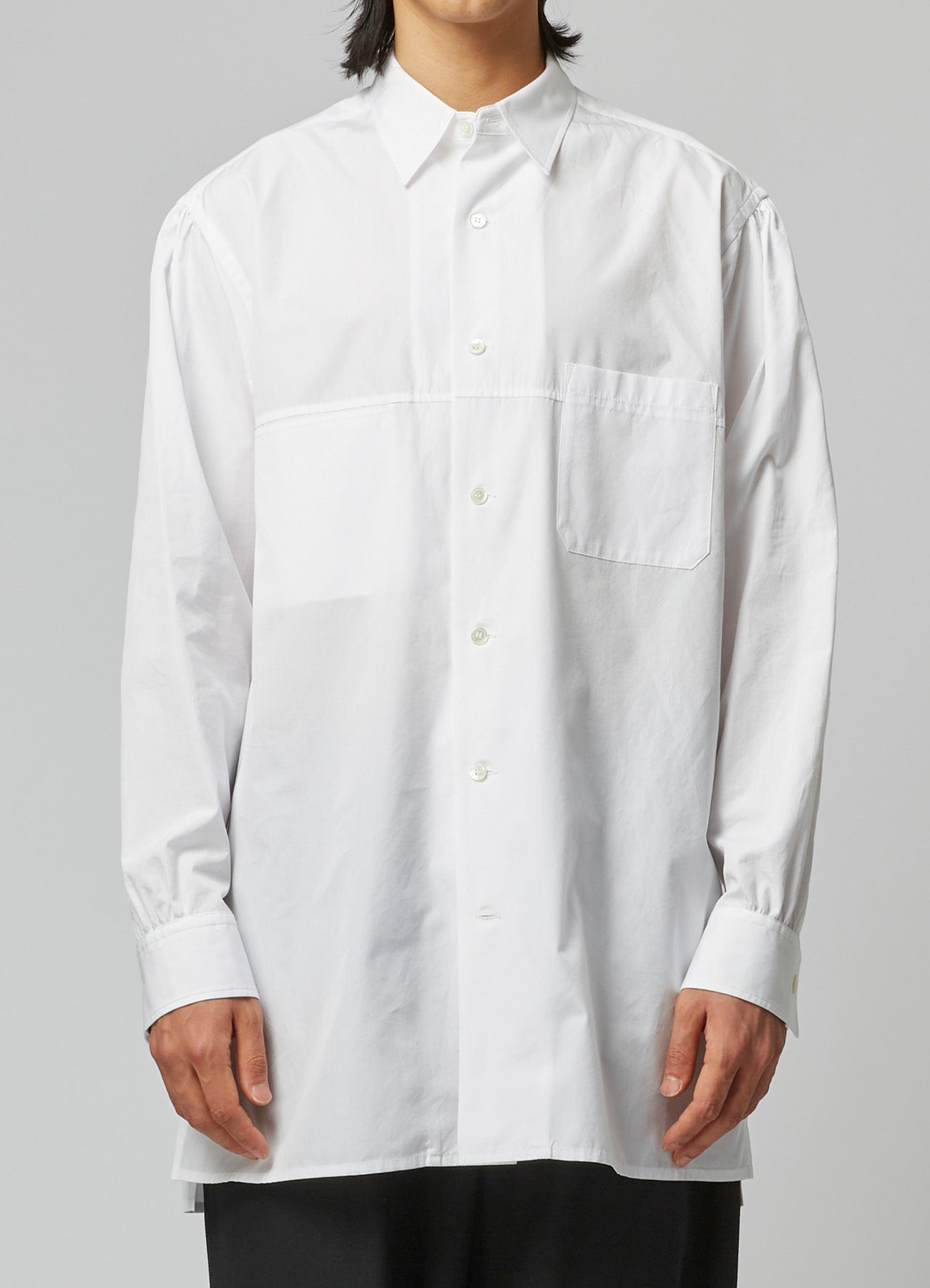 CLASSIC COTTON BROADCLOTH SHIRT WITH WIDE SLEEVE PLACKETS