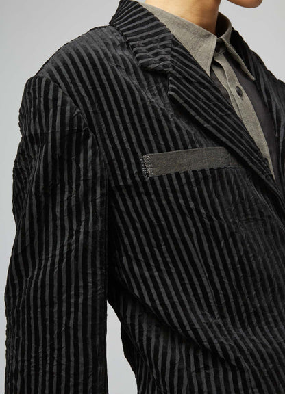 WRINKLED STRIPED 3-BUTTON JACKET WITH PEAK LAPELS