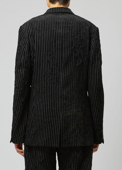 WRINKLED STRIPED 3-BUTTON JACKET WITH PEAK LAPELS