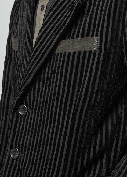 WRINKLED STRIPED 3-BUTTON JACKET WITH PEAK LAPELS