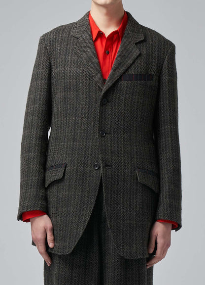 NEPPED HERRINGBONE JACKET WITH STRIPED POCKET DETAILS