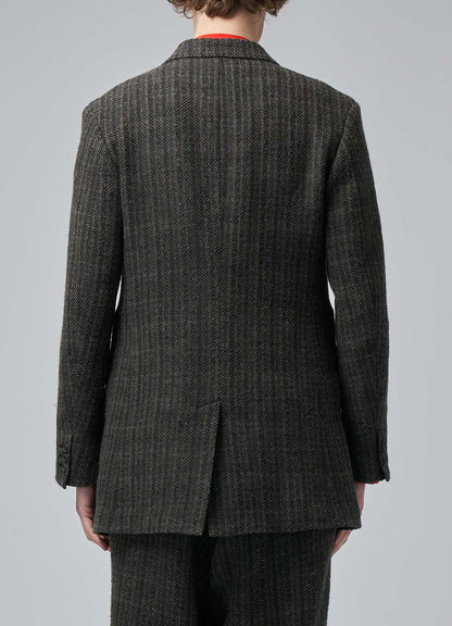 NEPPED HERRINGBONE JACKET WITH STRIPED POCKET DETAILS