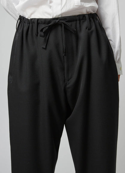 WOOL GABARDINE DRAWSTRING PANTS WITH BOX POCKET ZIG-ZAG STITCH