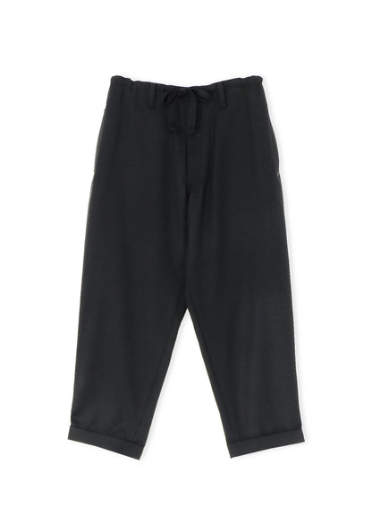 WOOL GABARDINE DRAWSTRING PANTS WITH BOX POCKET ZIG-ZAG STITCH