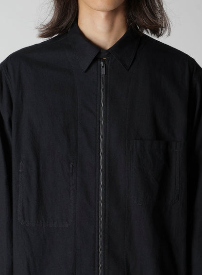 COTTON FLANNEL CHAIN STITCH FRONT ZIP SHIRT