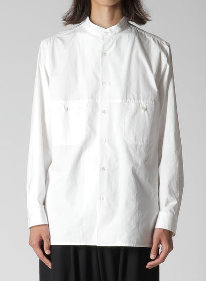 80/2 BROAD CHEST-PANELED STAND-COLLAR BLOUSE