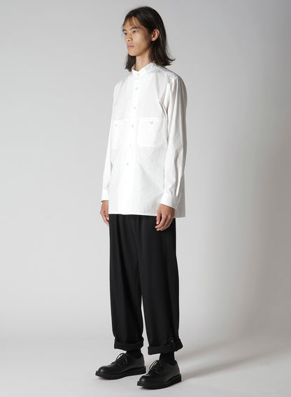 80/2 BROAD CHEST-PANELED STAND-COLLAR BLOUSE