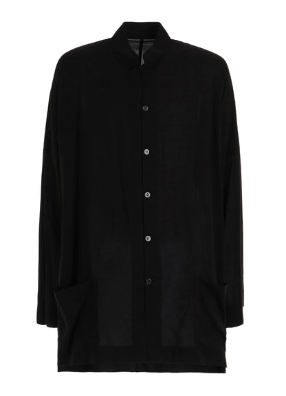 【PIECE UNIQUE】CELLULOSE LAWN FROG BUTTON STAND-COLLAR SHIRT