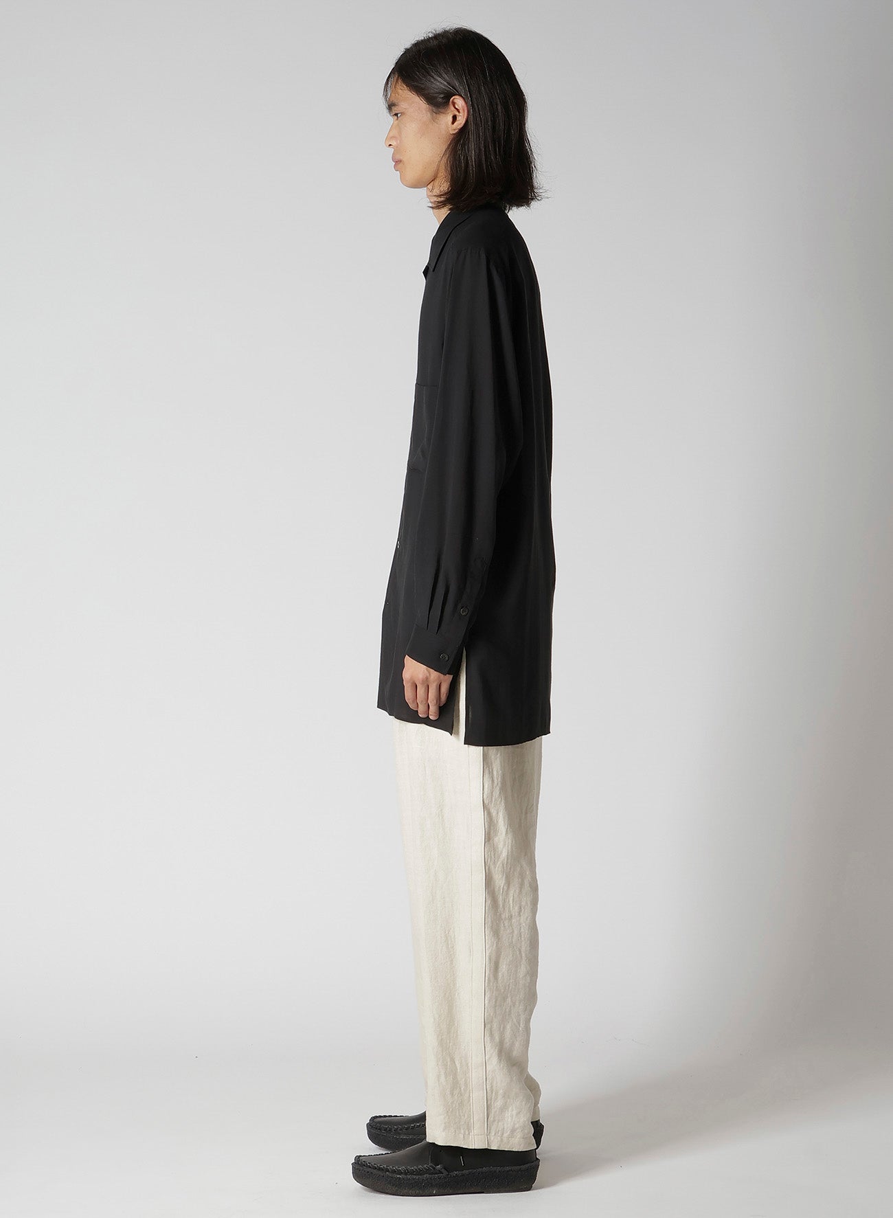CELLULOSE LAWN OPEN COLLAR LEFT POCKET BLOUSE