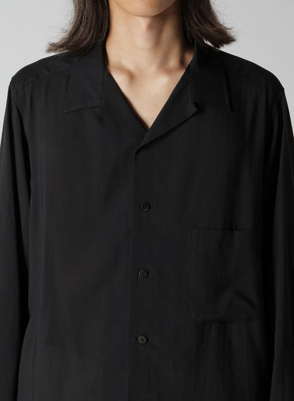 CELLULOSE LAWN OPEN COLLAR LEFT POCKET BLOUSE