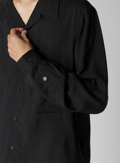 CELLULOSE LAWN OPEN COLLAR LEFT POCKET BLOUSE