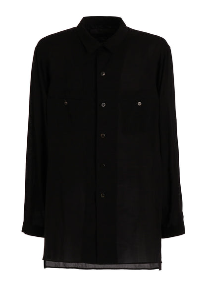 【PIECE UNIQUE】CELLULOSE LAWN OPEN-COLLAR SHIRT WITH HORIZON PANEL