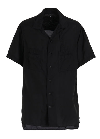 CHAIN STITCH OPEN-COLLAR SHORT SLEEVE SHIRT