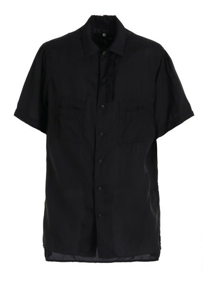 CHAIN STITCH OPEN-COLLAR SHORT SLEEVE SHIRT