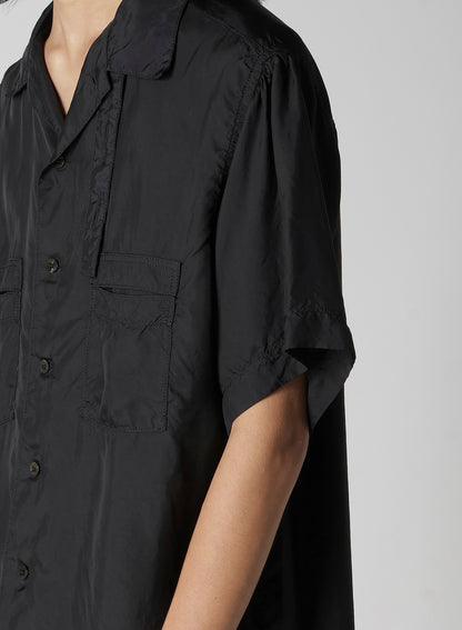 CHAIN STITCH OPEN-COLLAR SHORT SLEEVE SHIRT