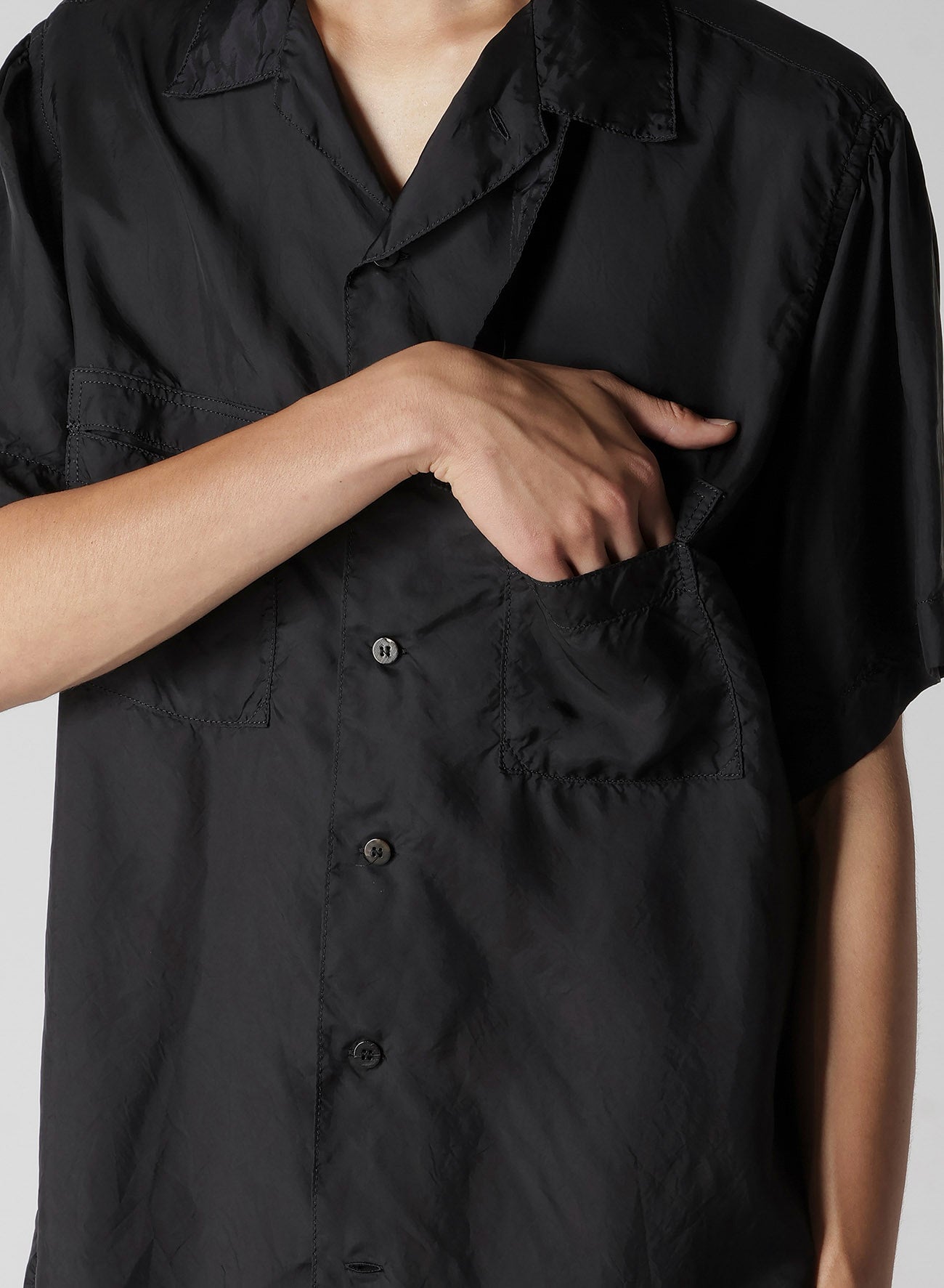 CHAIN STITCH OPEN-COLLAR SHORT SLEEVE SHIRT – THE SHOP YOHJI YAMAMOTO