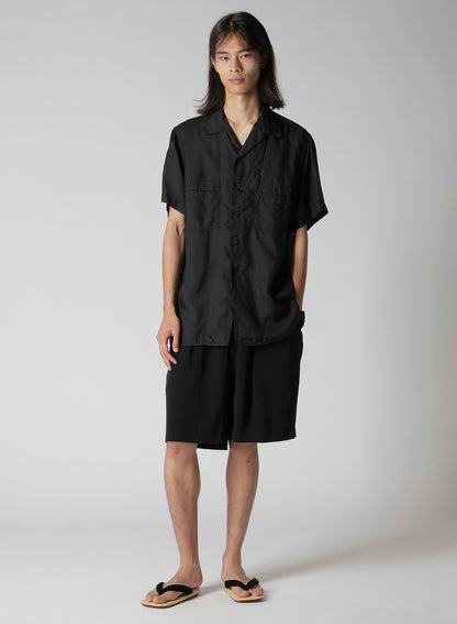 CHAIN STITCH OPEN-COLLAR SHORT SLEEVE SHIRT