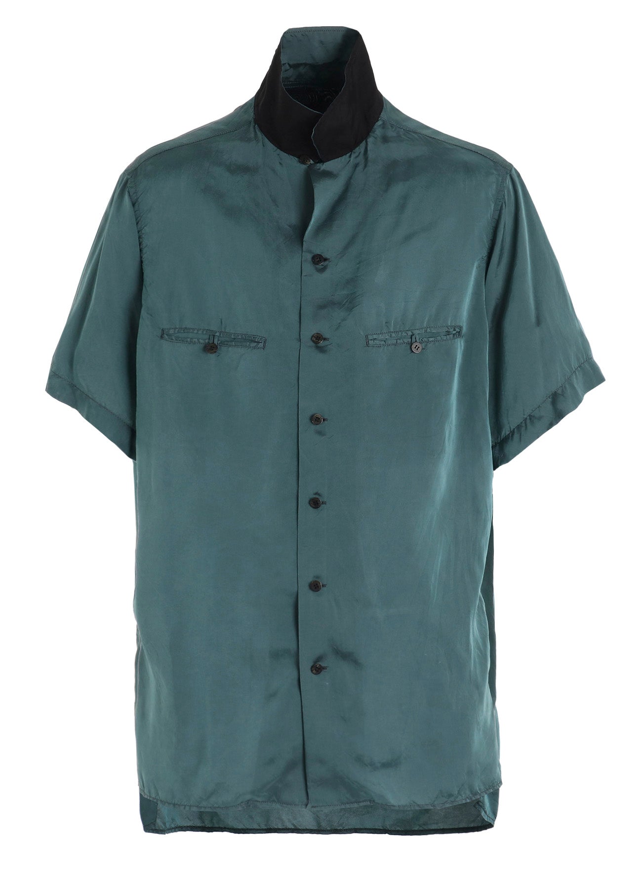 CHAIN STITCH OPEN-COLLAR SHORT SLEEVE SHIRT