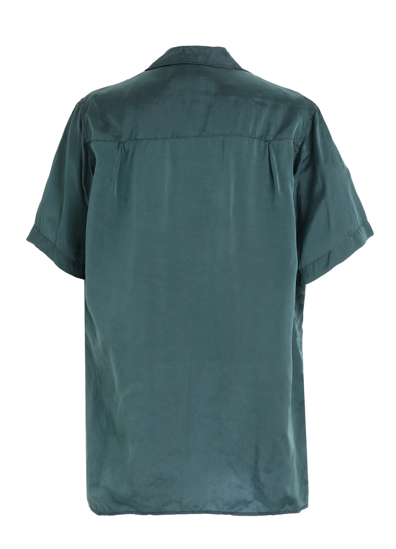 CHAIN STITCH OPEN-COLLAR SHORT SLEEVE SHIRT