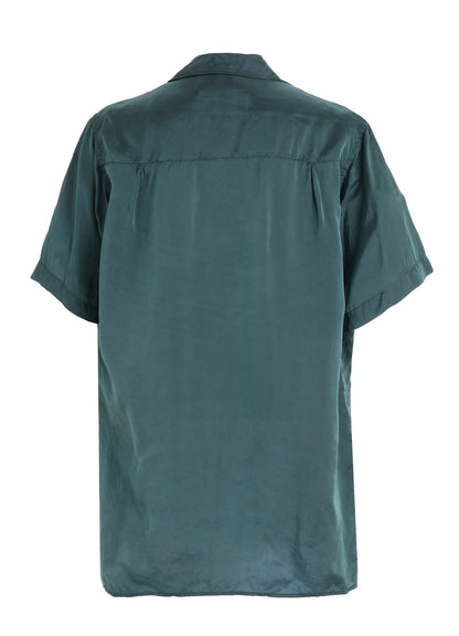 CHAIN STITCH OPEN-COLLAR SHORT SLEEVE SHIRT