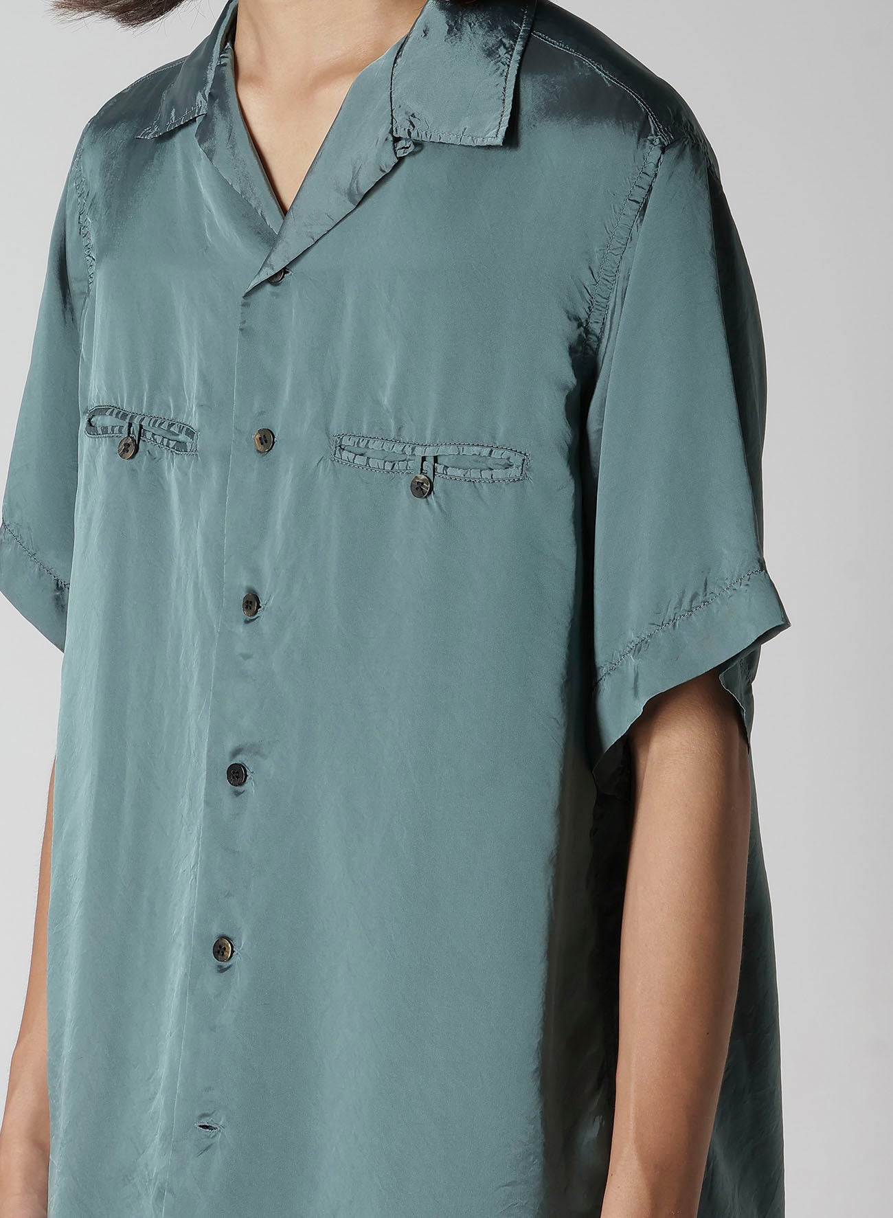 CHAIN STITCH OPEN-COLLAR SHORT SLEEVE SHIRT – THE SHOP YOHJI YAMAMOTO