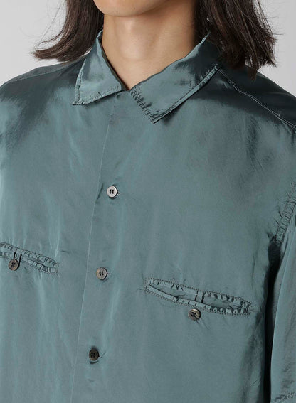 CHAIN STITCH OPEN-COLLAR SHORT SLEEVE SHIRT
