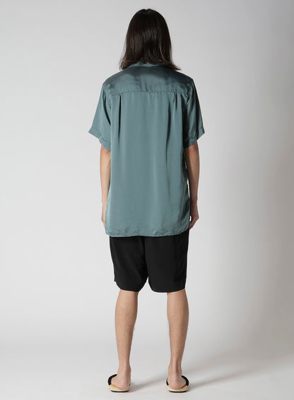 CHAIN STITCH OPEN-COLLAR SHORT SLEEVE SHIRT