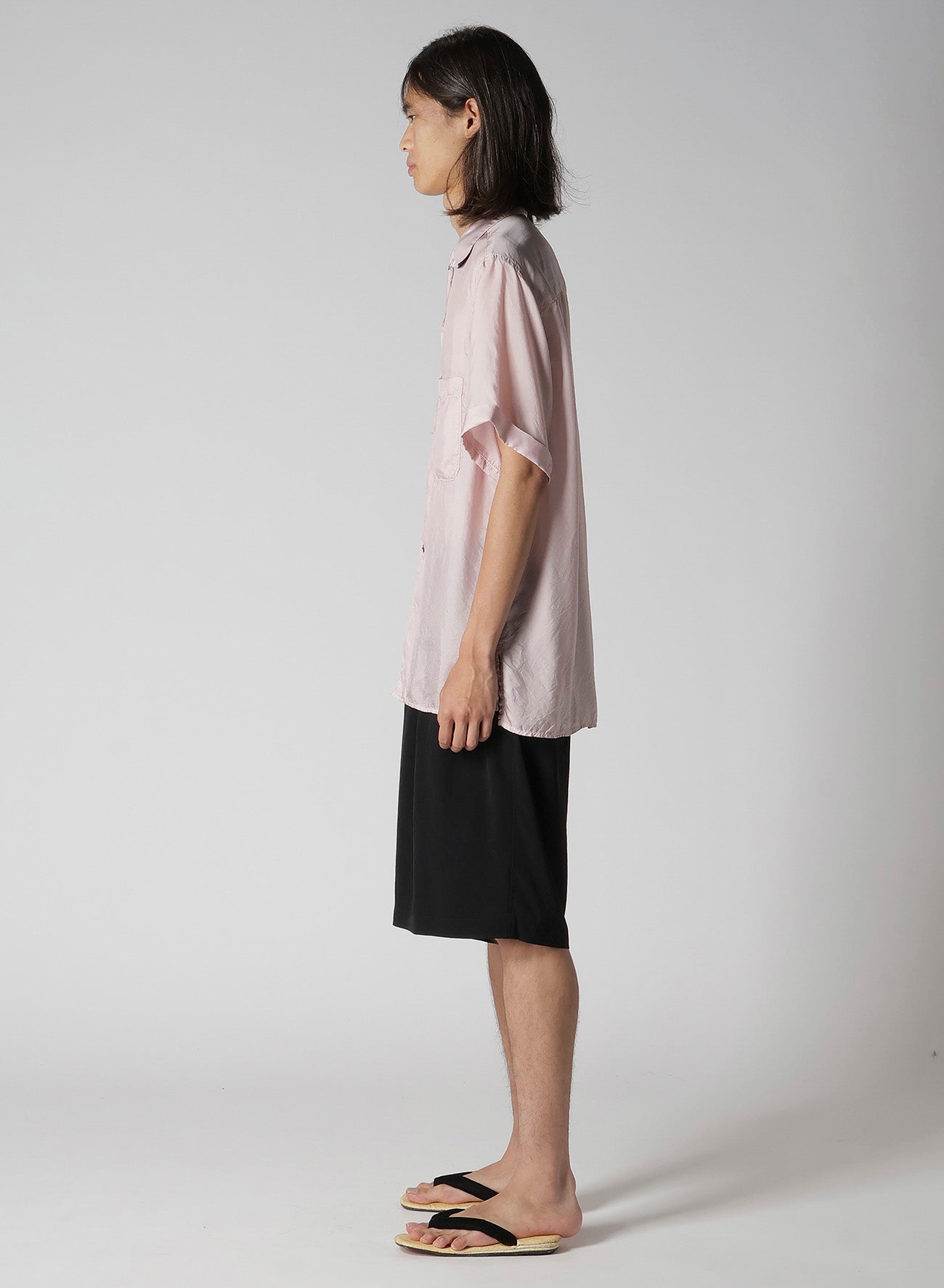 CHAIN STITCH OPEN-COLLAR SHORT SLEEVE SHIRT