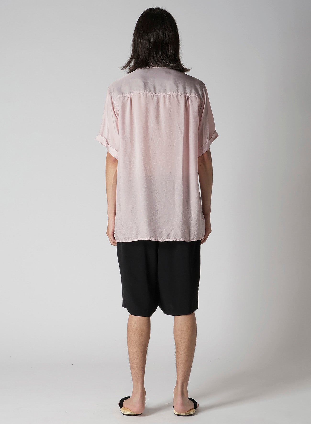 CHAIN STITCH OPEN-COLLAR SHORT SLEEVE SHIRT
