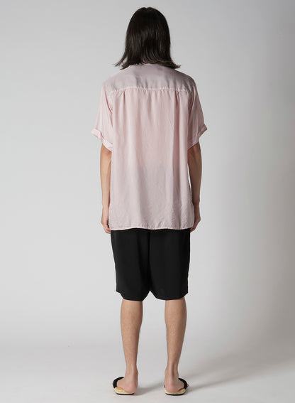 CHAIN STITCH OPEN-COLLAR SHORT SLEEVE SHIRT