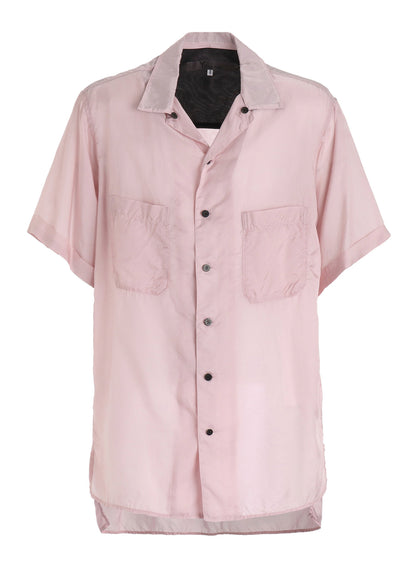 CHAIN STITCH OPEN-COLLAR SHORT SLEEVE SHIRT